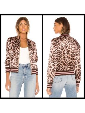 Mother The Letterman Zip Jacket Wildcat Pink Brown Leopard Designer sz XS